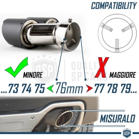 2x Tubos Dobles de ESCAPE Coche Universales en ACERO inoxidable Fibra de Carbón | Silenciador Max Ø 76 MM