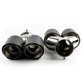 2x Tubos Dobles de ESCAPE Coche Universales en ACERO inoxidable Fibra de Carbón | Silenciador Max Ø 76 MM