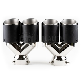 2x Tubos Dobles de ESCAPE Coche Universales en ACERO inoxidable Fibra de Carbón | Silenciador Max Ø 76 MM