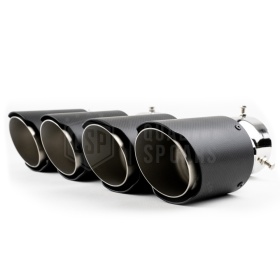 2x Tubos Dobles de ESCAPE Coche Universales en ACERO inoxidable Fibra de Carbón | Silenciador Max Ø 76 MM