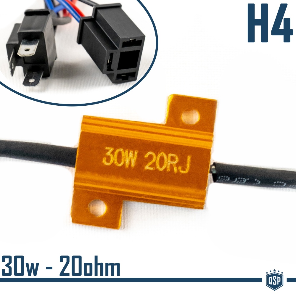 X1 Canbus Filter RESISTOR 30W-20 OHM for H4 kit Led Bulbs Warning ERROR FREE Canceller Decoder