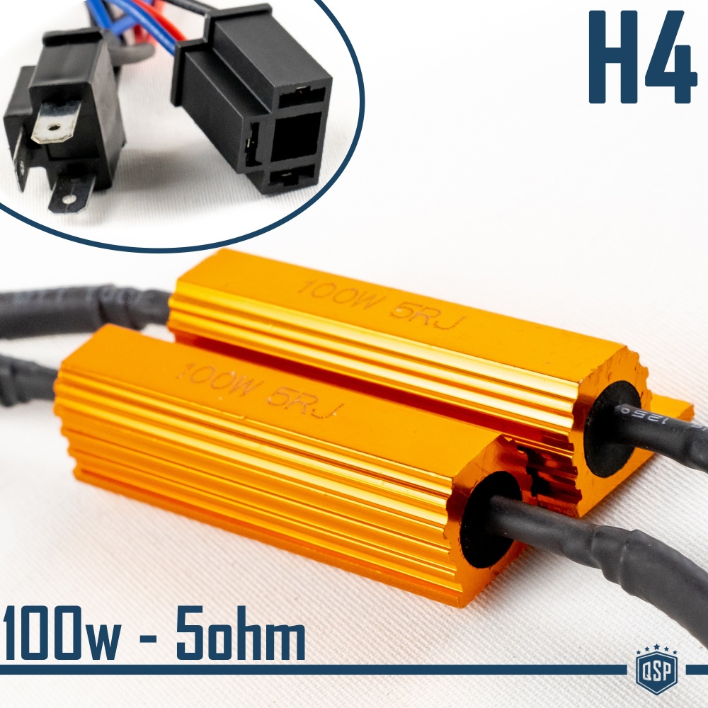 X2 Canbus RESISTORS 100W-5 OHM for H4 kit Led Bulbs Warning ERROR FREE Canceller Decoder