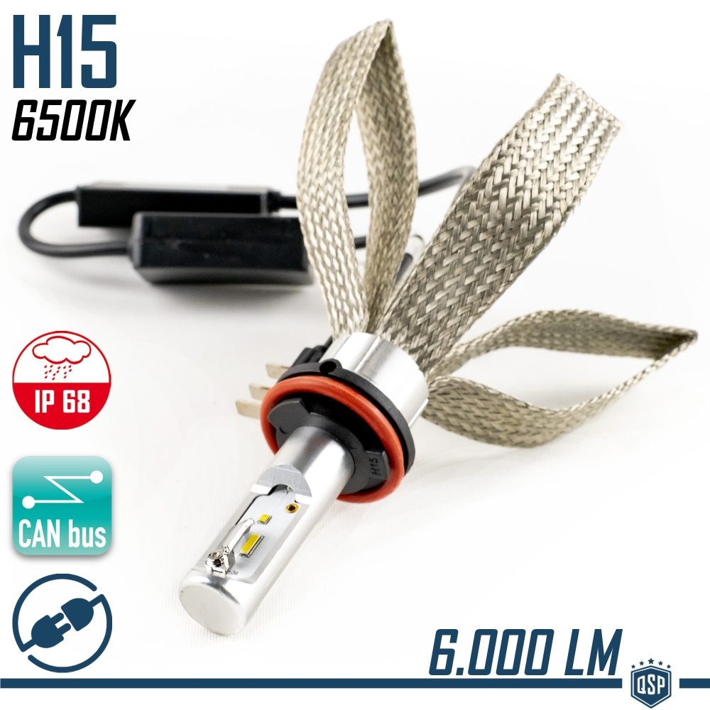 1 Bombilla H15 LED CANBUS Luces Diurnas DRL + Carretera 6500K Blanco 6000 LUMEN