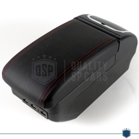Apoyabrazos Universal para Coches Efecto Cuero | 9 Puertos USB | 2 Cajas de Almacenamiento | Portabebidas