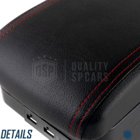 Apoyabrazos Universal para Coches Efecto Cuero | 9 Puertos USB | 2 Cajas de Almacenamiento | Portabebidas