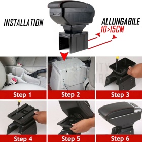 Apoyabrazos Universal para Coches Efecto Cuero | 9 Puertos USB | 2 Cajas de Almacenamiento | Portabebidas