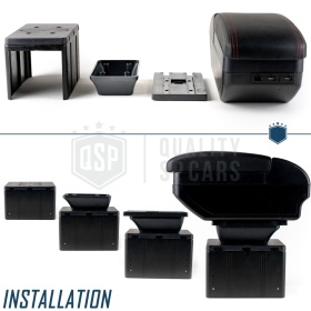 Apoyabrazos Universal para Coches Efecto Cuero | 9 Puertos USB | 2 Cajas de Almacenamiento | Portabebidas