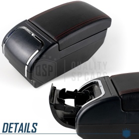 Apoyabrazos Universal para Coches Efecto Cuero | 9 Puertos USB | 2 Cajas de Almacenamiento | Portabebidas