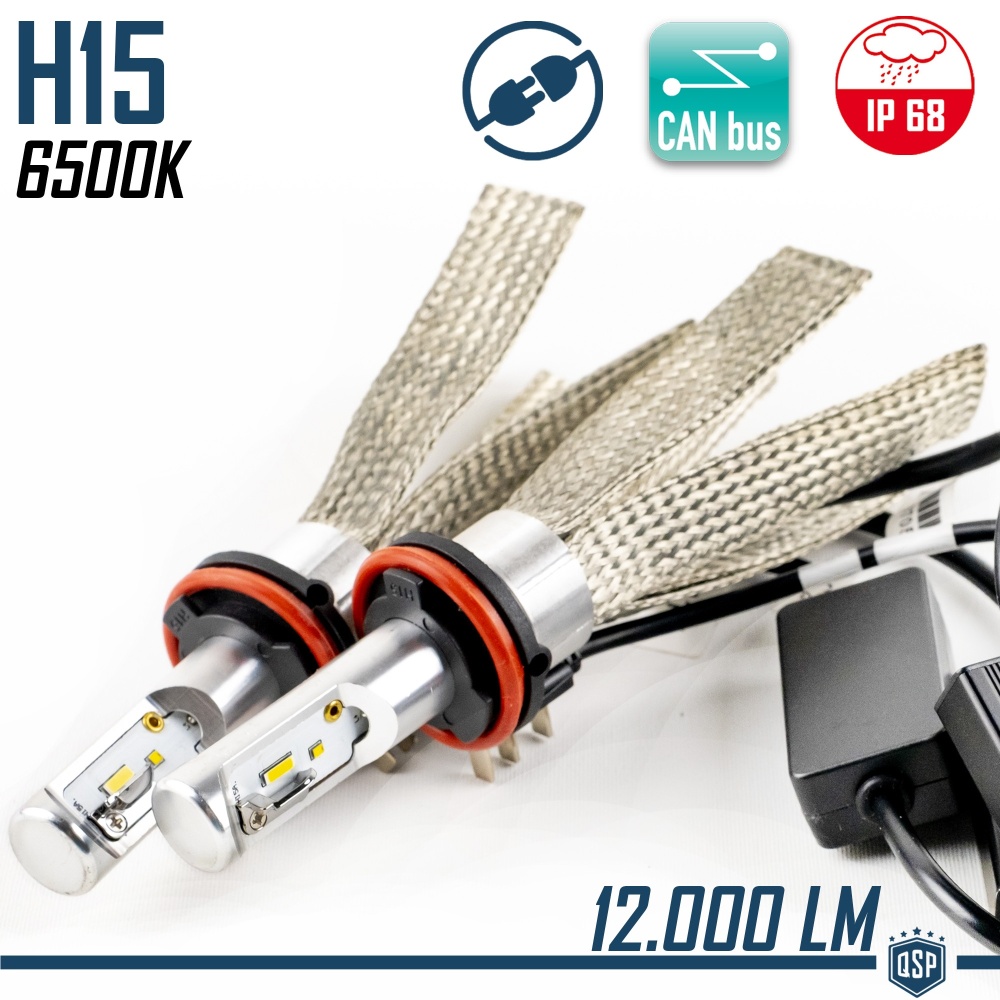 Kit Bombillas H15 LED CANBUS Luces Diurnas DRL + Carretera 6500K Blanco 12000LM