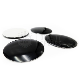 4 Pegatinas Negro Brillante Ø 56,5 mm para Tapabujes, en ABS PARA Centro de Llantas de Aleación