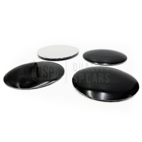 4 Pegatinas Negro Brillante Ø 64,5 mm para Tapabujes, en ABS PARA Centro de Llantas de Aleación