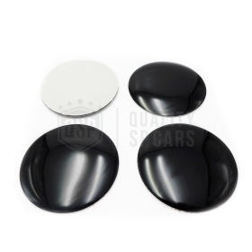 4 Pegatinas Negro Brillante Ø 64,5 mm para Tapabujes, en ABS PARA Centro de Llantas de Aleación