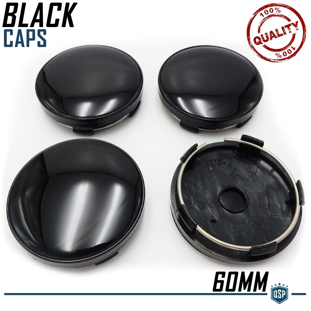 4 Tapabujes 60mm Negro Brillante de ABS, para Centro de Llantas de Aleación 4 Tapabujes 60mm Negro Brillante de ABS, para Centro de Llantas de Aleación
