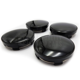 4 Tappi Coprimozzo Nero Lucido 63MM Per Cerchi in Lega in ABS
