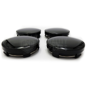 4 Tappi Coprimozzo Nero Lucido 63MM Per Cerchi in Lega in ABS