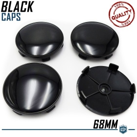 4 Tapabujes 68MM para Centro de Llantas de Aleación BMW, de ABS Negro Brillante