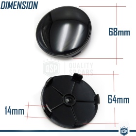 4 Tapabujes 68MM para Centro de Llantas de Aleación BMW, de ABS Negro Brillante