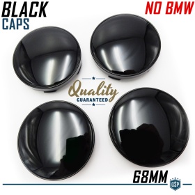 4 Tapabujes 68MM Negro Brillante de ABS, para Centro de Llantas de Aleación