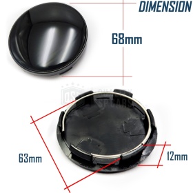 4 Tapabujes 68MM Negro Brillante de ABS, para Centro de Llantas de Aleación