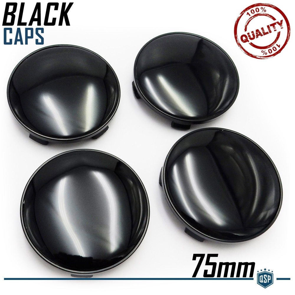 4 Tapabujes 75MM Negro Brillante de ABS, para Centro de Llantas de Aleación 4 Tapabujes 75MM Negro Brillante de ABS, para Centro de Llantas de Aleación