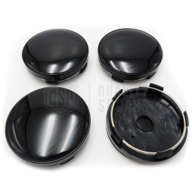 4 Tapabujes 75MM Negro Brillante de ABS, para Centro de Llantas de Aleación