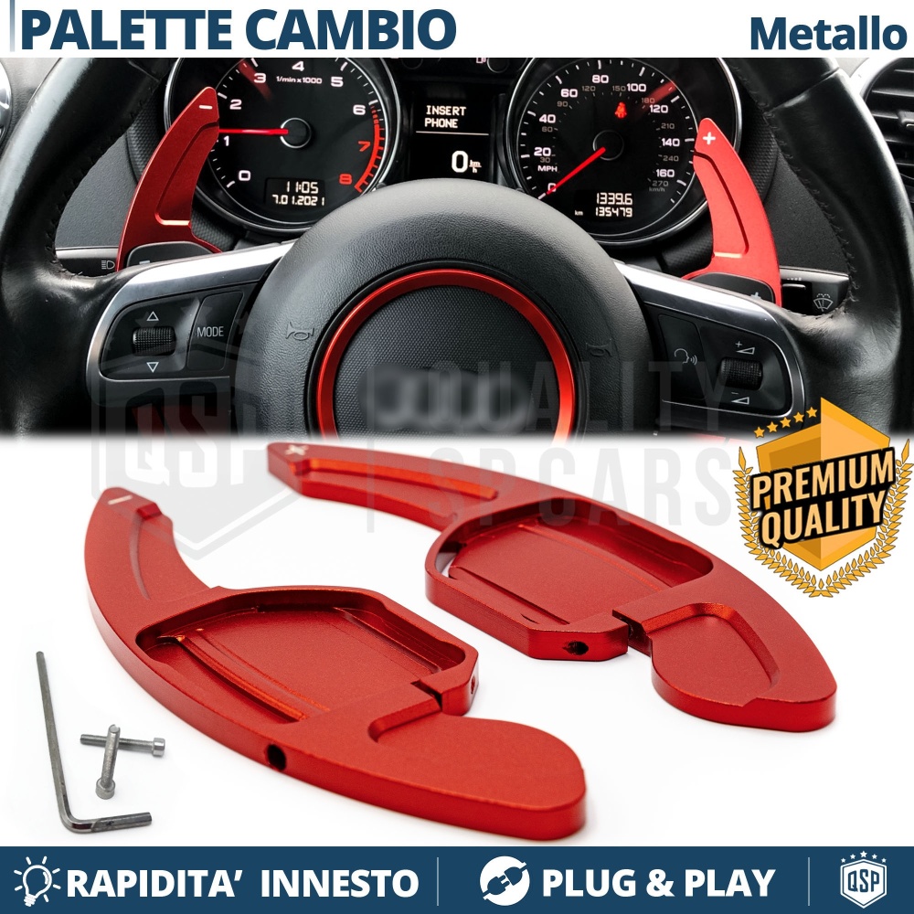 2 Steering Wheel Paddle Shift for AUDI A1 A3 A4 A5 A6 A7 A8 Q3 Q5 Q7 | Red Aluminum Paddle