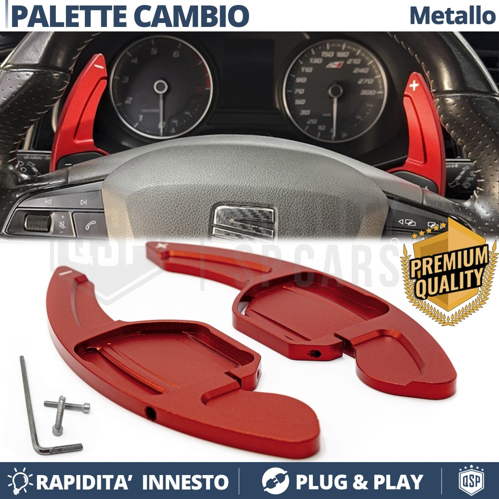 2 Levas de Volante para SEAT Arona Ateca Leon Ibiza Alhambra Exeo | Levas Cambio en Aluminio Rojo 2 Levas de Volante para SEAT Arona Ateca Leon Ibiza Alhambra Exeo | Levas Cambio en Aluminio Rojo