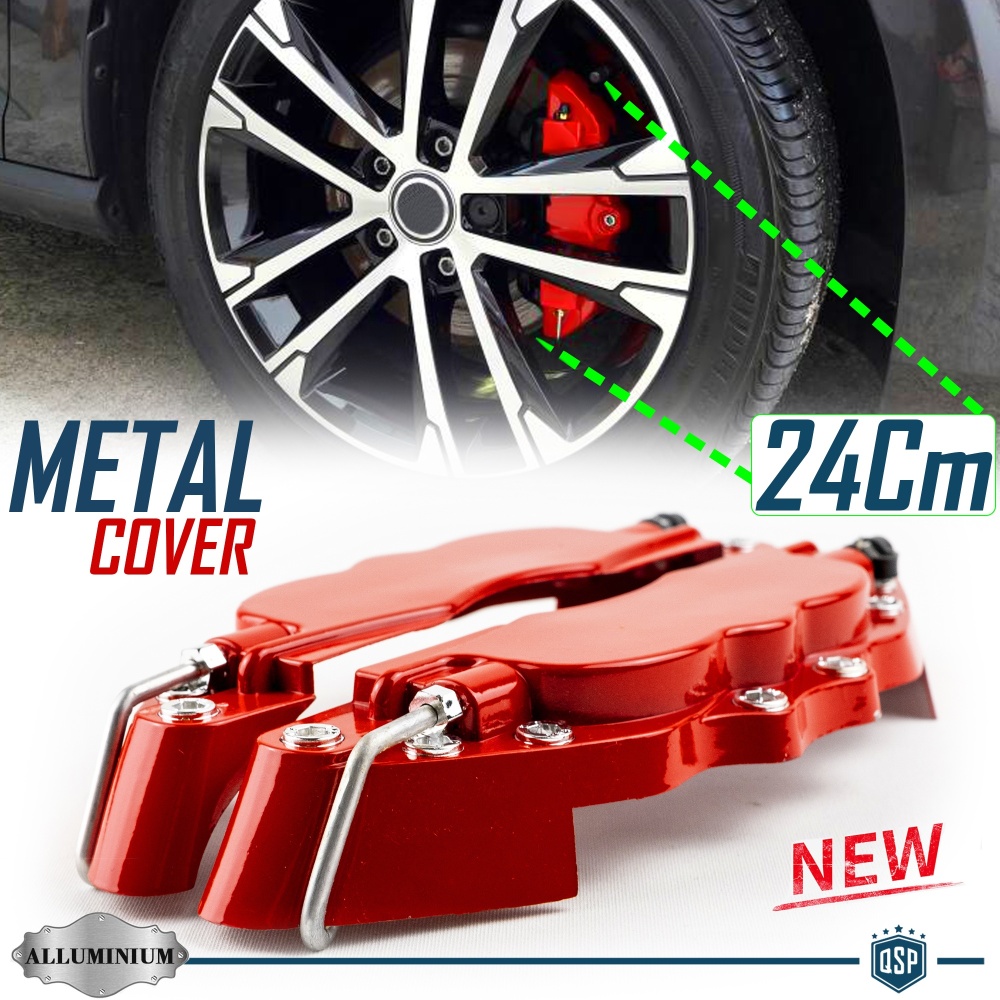 2 CUBRE PINZAS Freno Rojas Universales para Coches 24CM en Aleación de Aluminio