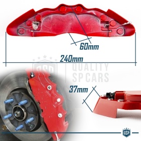 2 CUBRE PINZAS Freno Rojas Universales para Coches 24CM en Aleación de Aluminio