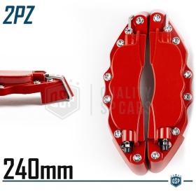 2 CUBRE PINZAS Freno Rojas Universales para Coches 24CM en Aleación de Aluminio