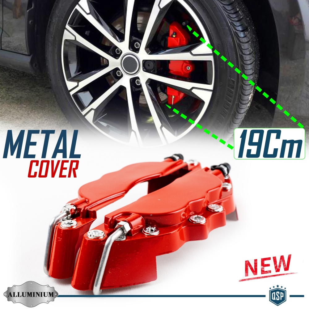 2 CUBRE PINZAS Freno Rojas Universales para Coches 19 CM en Aleación de Aluminio