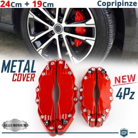 SET CUBRE PINZAS Freno Rojas DELANTERAS 24 CM + TRASERAS 19 CM en Aluminio