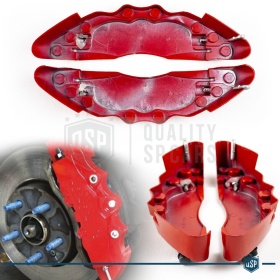 SET CUBRE PINZAS Freno Rojas DELANTERAS 24 CM + TRASERAS 19 CM en Aluminio