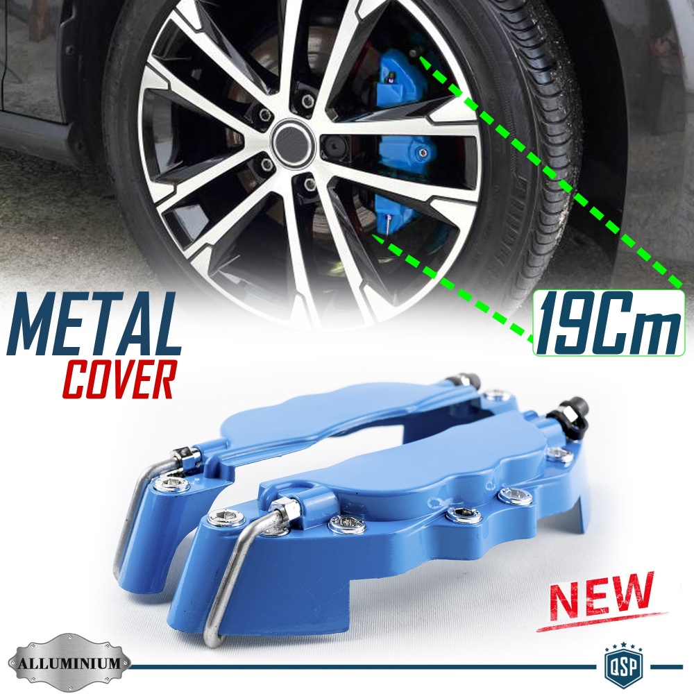 2 CUBRE PINZAS Freno Azules Universales para Coches 19 CM en Aleación de Aluminio
