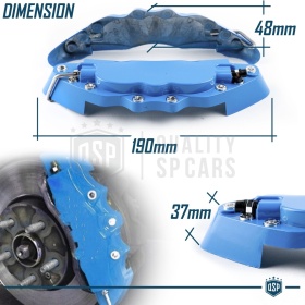 2 CUBRE PINZAS Freno Azules Universales para Coches 19 CM en Aleación de Aluminio