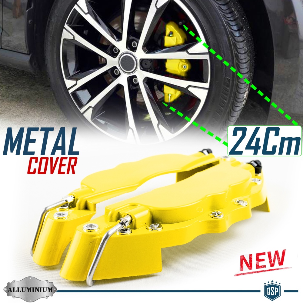 2 CUBRE PINZAS Freno Amarillas Universales para Coches 24CM en Aleación de Aluminio