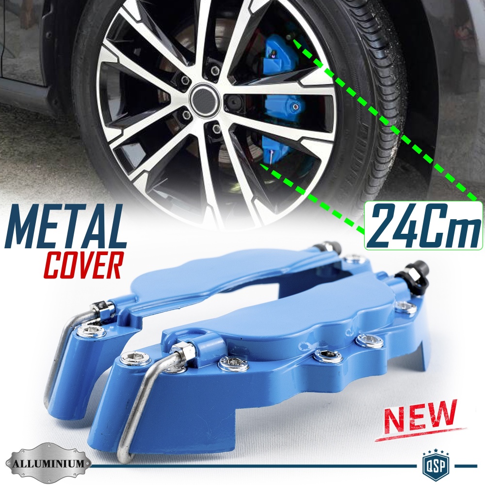 2 CUBRE PINZAS Freno Azules Universales para Coches 24CM en Aleación de Aluminio