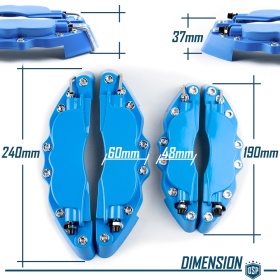 SET Cover COPRI PINZE Freni Blu Anteriori 24 CM + Posteriori 19 CM in METALLO