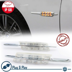 X2 Intermitentes de LED Para BMW X3 E83 100% CANBUS Plug & Play Lente BLANCA Raya CROMADA