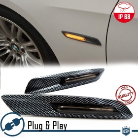 2 Intemitentes LED para BMW X3 E83 CANBUS Carbon + Lente Negra