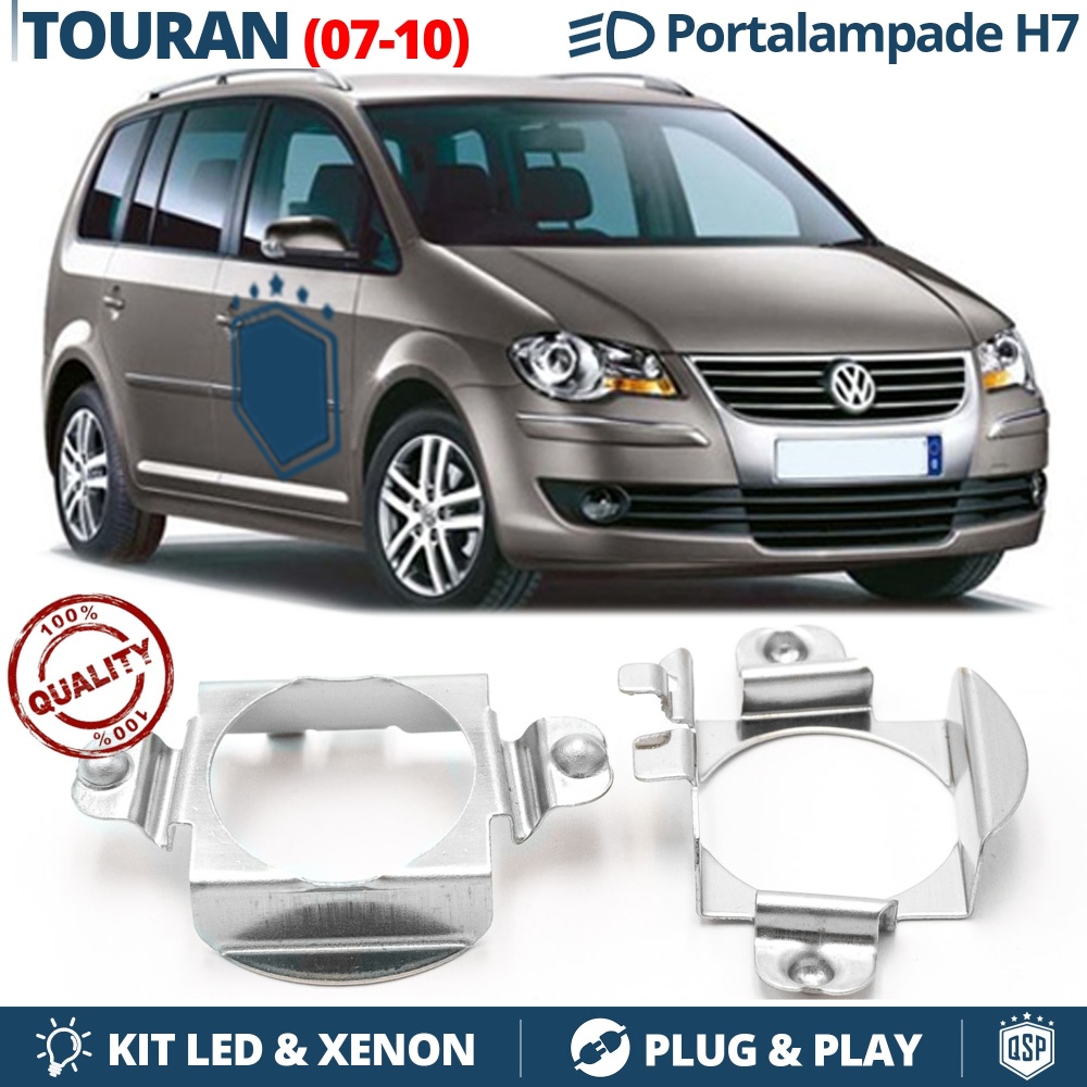 2X Adaptatores Soporte Bombilla para VW Touran Facelift (07-10) Montaje KIT LED H7