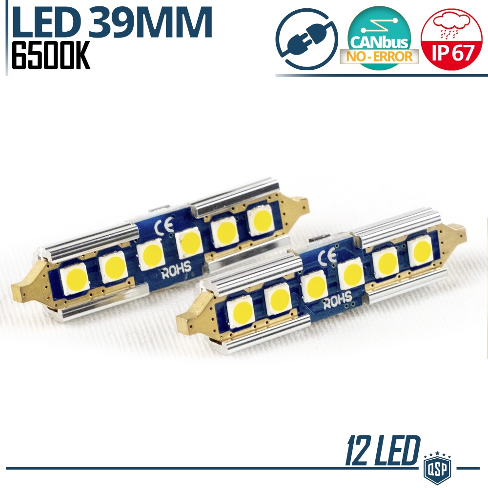 2X Bombillas LED Festoon 39MM C5W | 6500K Blanco Frío Canbus SIN ERROR Plug & Play