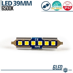 1X Bombilla LED Festoon 39MM C5W | 6500K Blanco Frío Canbus SIN ERROR Plug & Play