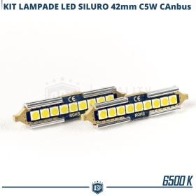 2X Bombillas LED FESTOON 42 mm C5W | 9 LED 6500K Blanco Frío Canbus SIN ERROR Plug & Play