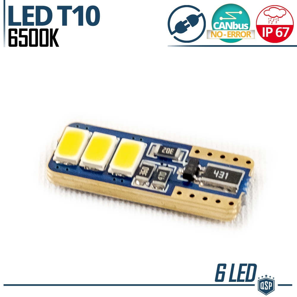X1 Bombilla LED T10 W5W CANbus NO Error | Luz Blanca 6500K | Plug & Play