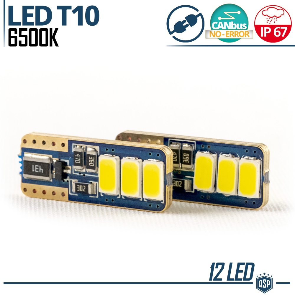 X2 Bombillas LED T10 W5W CANbus NO Error | Luz Blanca 6500K | Plug & Play