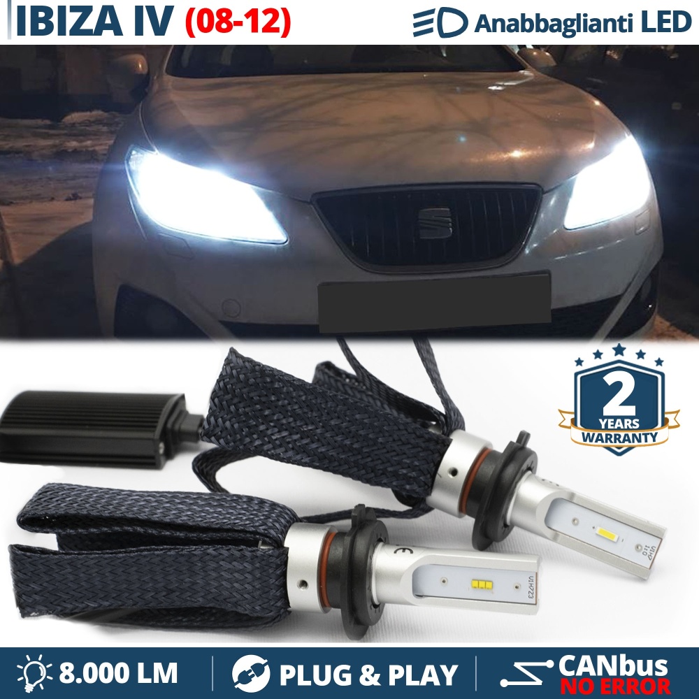 Kit LED H7 para Seat IBIZA 4 6J Pre-Facelift Luces de Cruce CANbus | 6500K Blanco Frío 8000LM