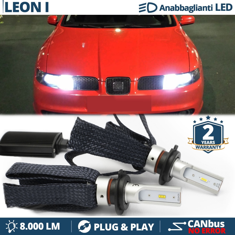 Kit LED H7 para Seat LEON 1M Luces de Cruce CANbus | 6500K Blanco Frío 8000LM