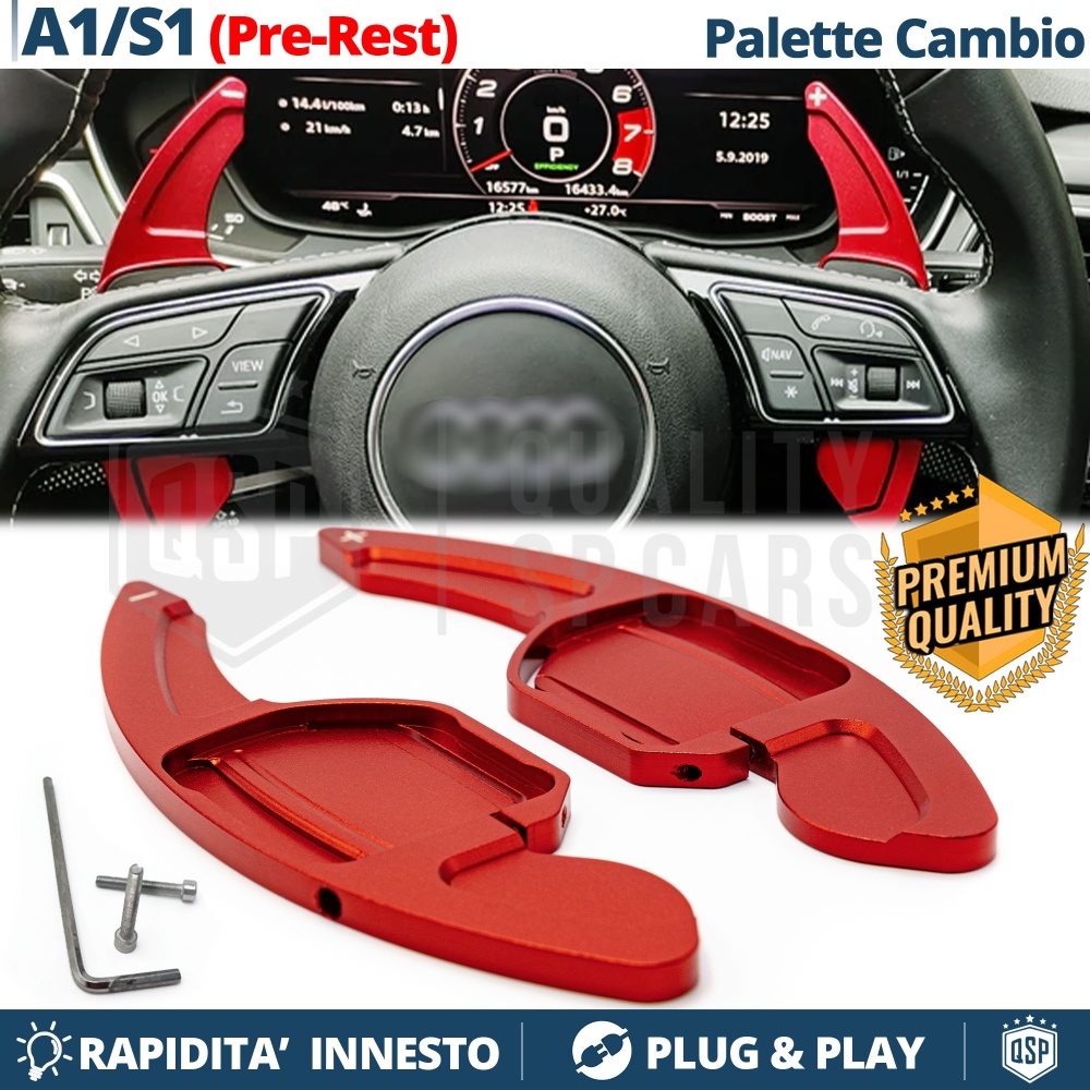 2 Levas de Volante para AUDI A1 (8X) 10-14 | Levas de Cambio en Aluminio Rojo 2 Levas de Volante para AUDI A1 (8X) 10-14 | Levas de Cambio en Aluminio Rojo