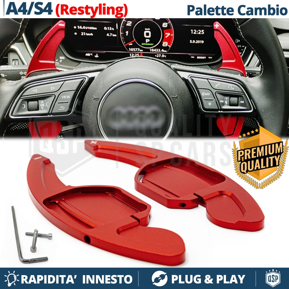 2 Levas de Volante para AUDI A4 (B8) 11-15 | Levas de Cambio en Aluminio Rojo 2 Levas de Volante para AUDI A4 (B8) 11-15 | Levas de Cambio en Aluminio Rojo